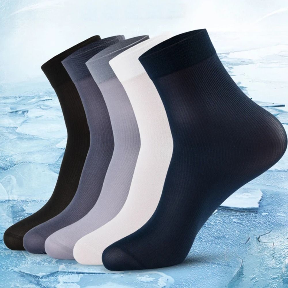 Silk Sock Bamboo - 10足組 カジュアル 通気性 メンズ アイスシルクソックス ソフトで伸縮性のある無地ビジネスソックス