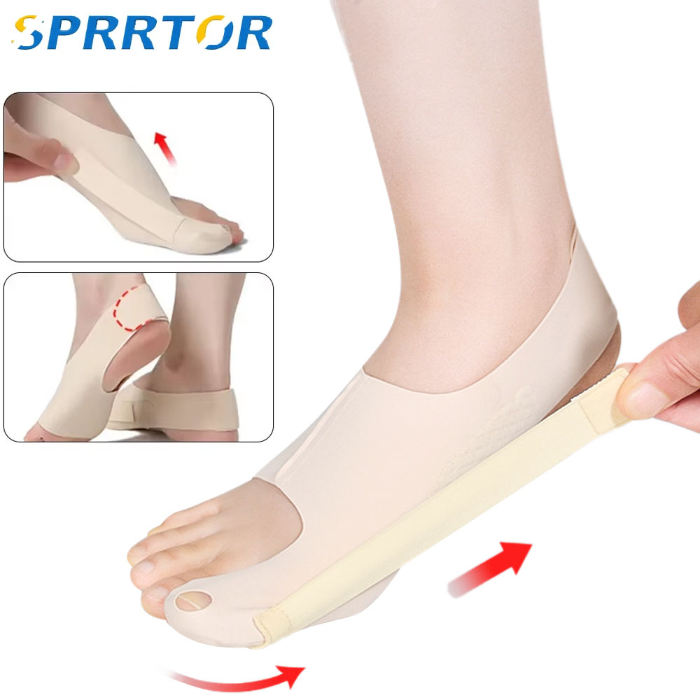 Ankle Brace Sock - 1個入り 足の親指外反母趾矯正器 調整可能な整形外科用ソックス 足指セパレーター 痛み緩和 外反母趾