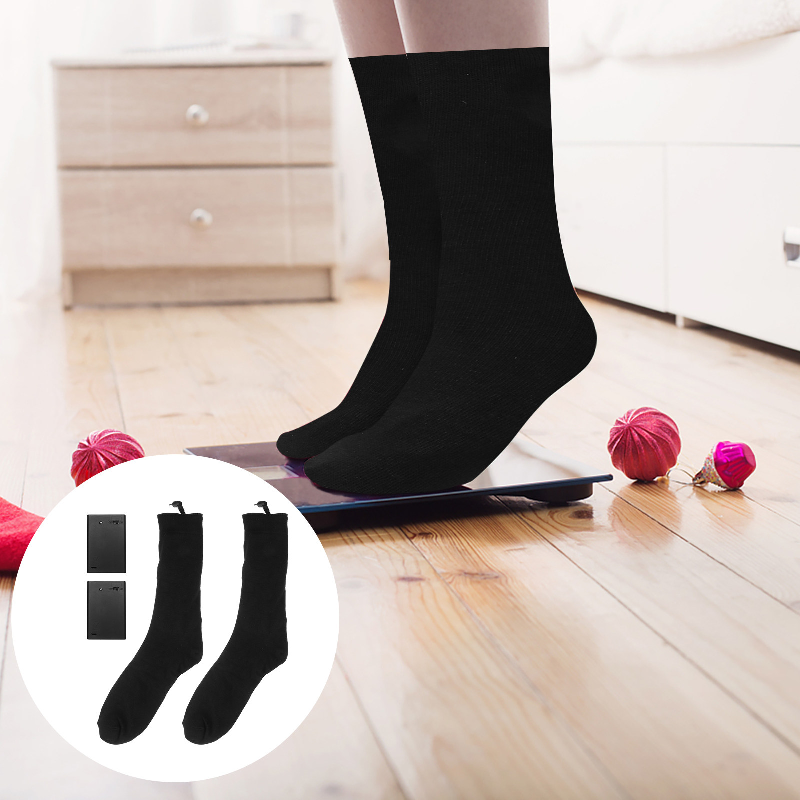 Thermal Sock Winter - 電気式ヒーター内蔵ソックス、バッテリー駆動、冬用、保温性、フリーサイズ、伸縮性あり、4段階の温度調節機能付き。