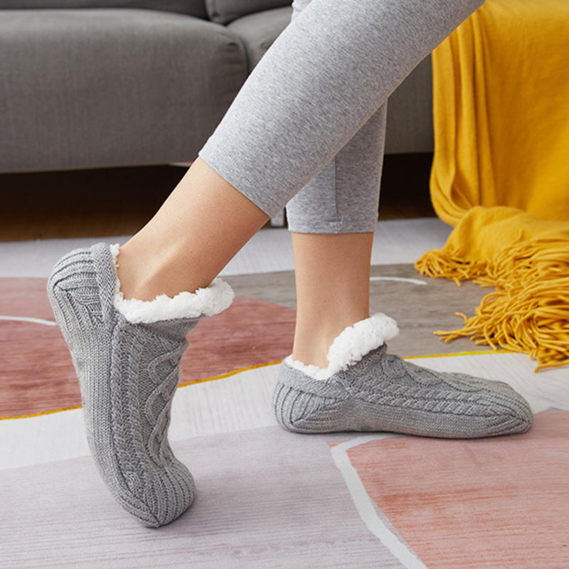 Thermal Sock Winter - 男性女性用サーマルスリッパソックス冬暖かいショート厚手滑り止めグリップホームスリーピングソフトフロアソックス