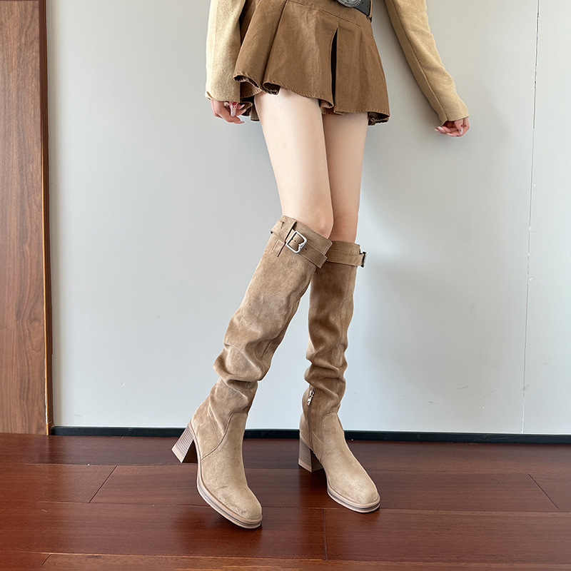 Knee High Sock Women - ハイヒールニーハイブーツ レディース 秋冬 2025 ロングブーツ 厚底ブーツ