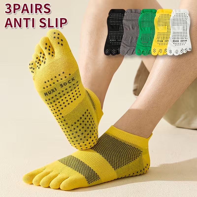 メンズ 3 足組つま先ソックス 滑り止めドットグリップソック - Toe Sock Split のレビューと価格