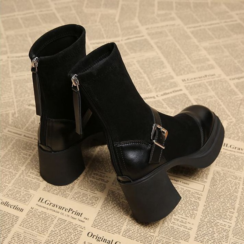 レディース 厚底 ショートブーツ チャンキーヒール 太ヒール - No Show Sock Women のレビューと価格