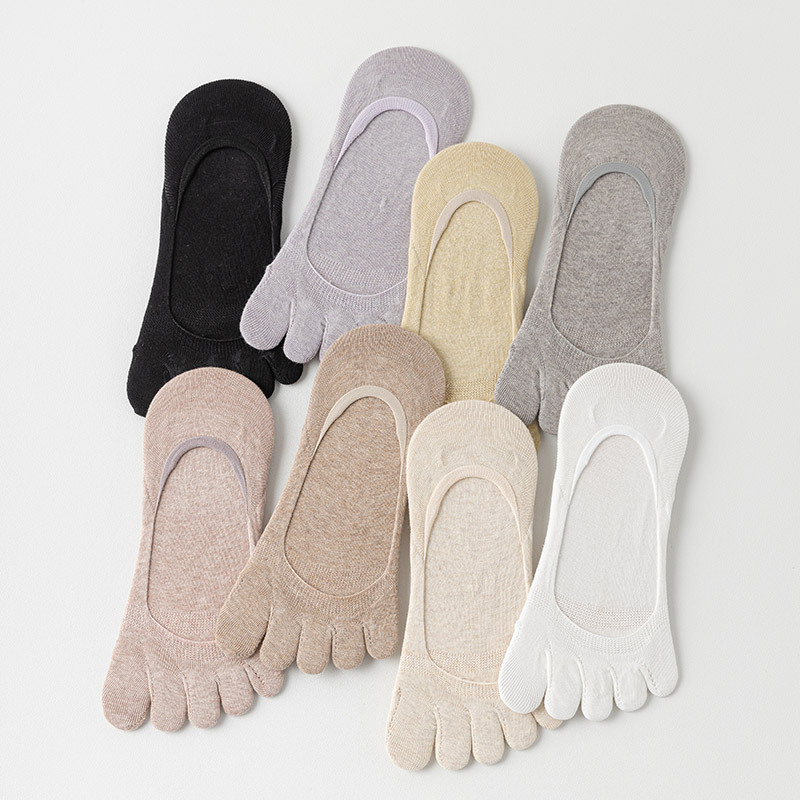 夏用女性用五本指ソックス1組、純綿キャンディーカラー、薄手で - Toe Sock Split のレビューと価格