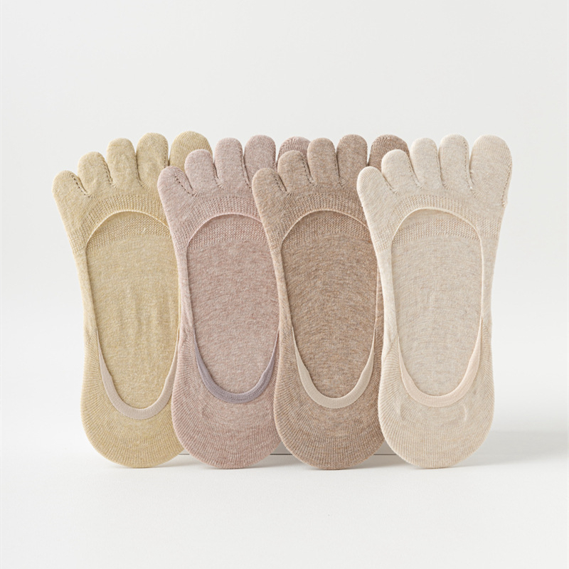 夏用女性用五本指ソックス1組、純綿キャンディーカラー、薄手で - Toe Sock Split のレビューと価格