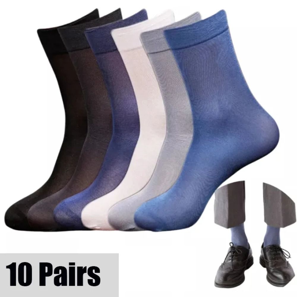 10 ペアファッション通気性男性アイスシルク靴下ソフト弾性超 - Silk Sock Bamboo のレビューと価格