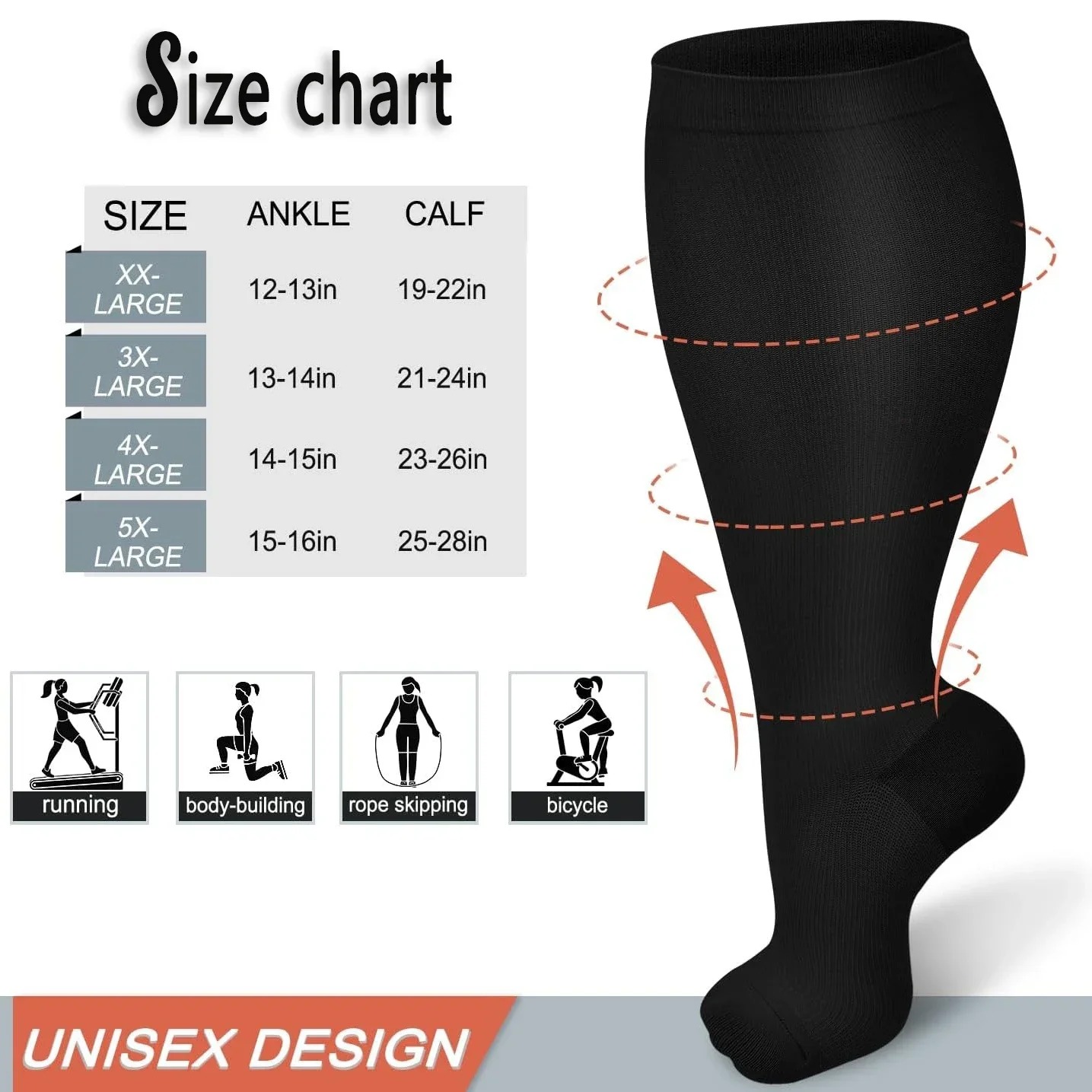 プラスサイズ着圧ソックス 男女兼用 特大幅広ふくらはぎ用 ニ - Compression Sleeve Calf のレビューと価格