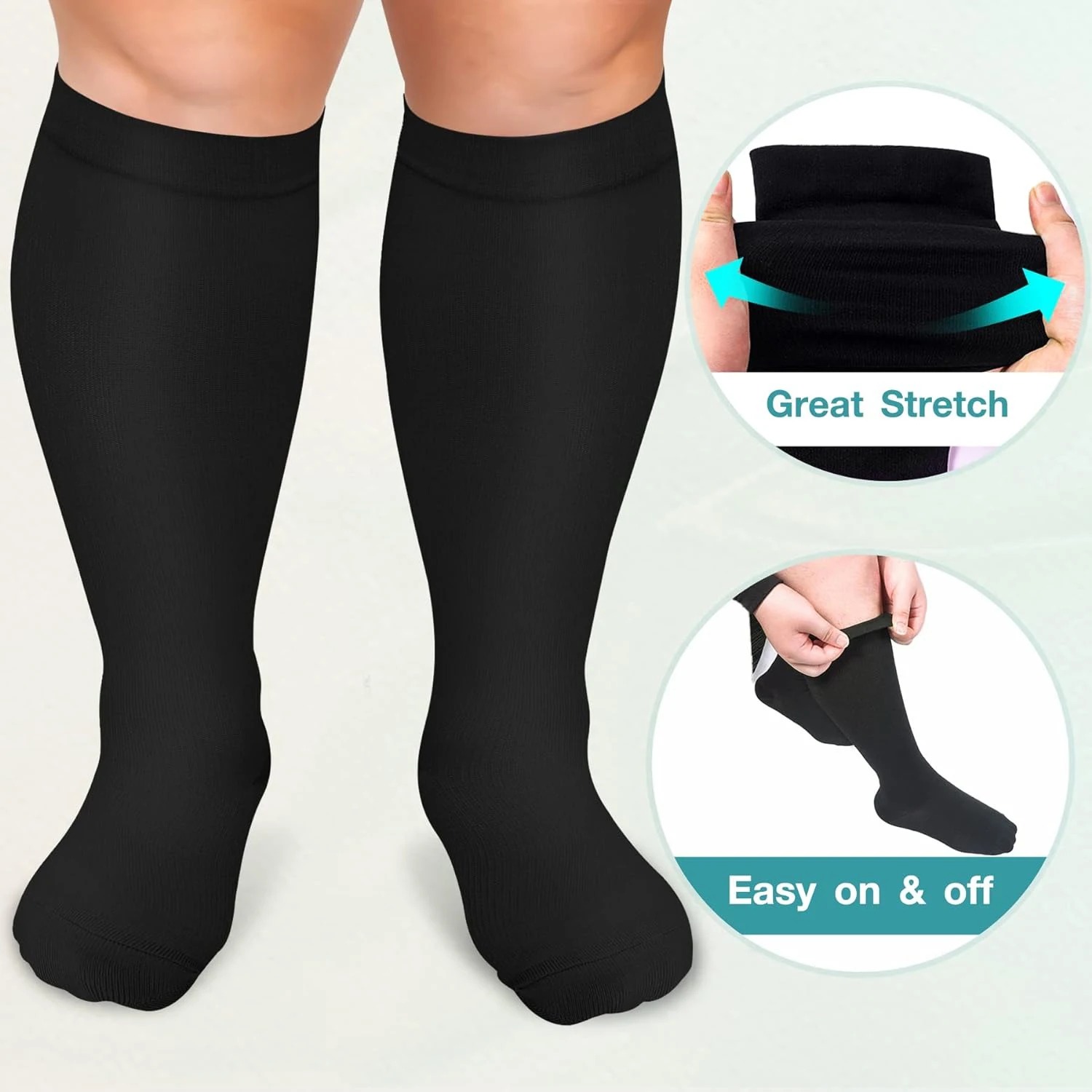 プラスサイズ着圧ソックス 男女兼用 特大幅広ふくらはぎ用 ニ - Compression Sleeve Calf のレビューと価格