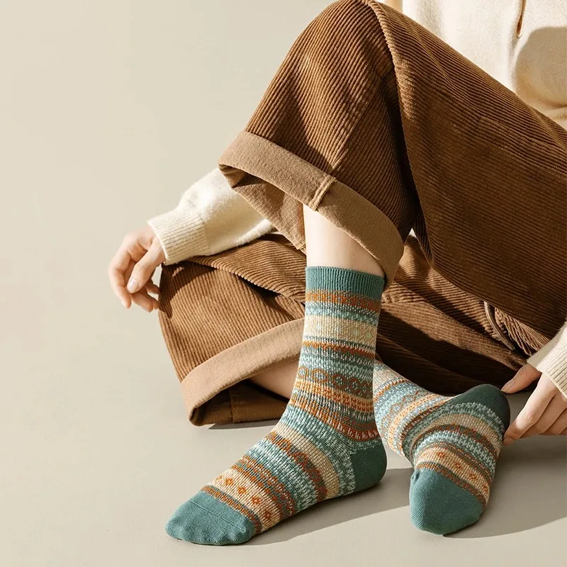 3足セット 女性用 コットンソックス 暖かく厚手の編み物 ク - Cotton Crew Sock Pack のレビューと価格