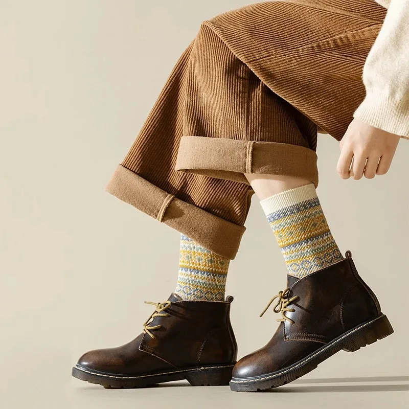3足セット 女性用 コットンソックス 暖かく厚手の編み物 ク - Cotton Crew Sock Pack のレビューと価格